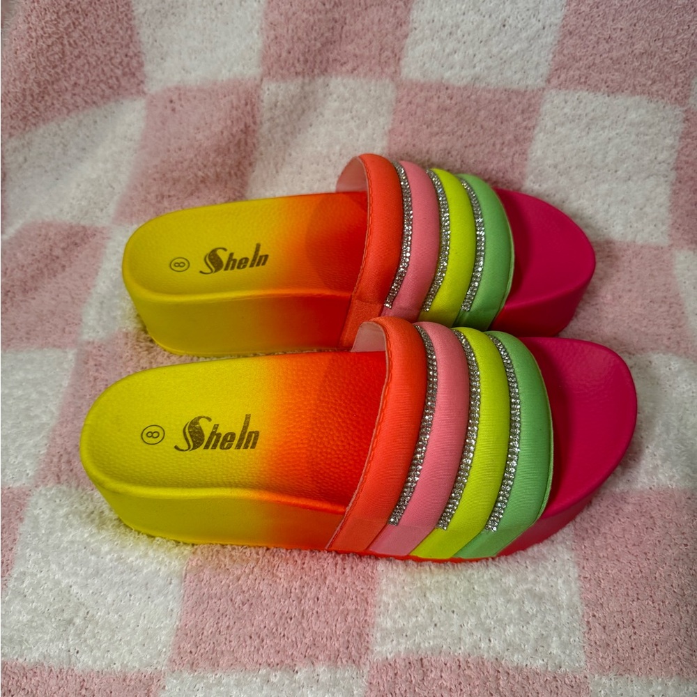 Rainbow Glitter Wedge Snandal
